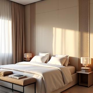 Gemütliches Schlafzimmer mit Designbett und stilvollen Nachttischen.