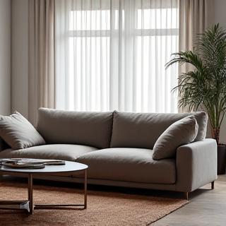 Elegantes, modernes Sofa in einem hellen Wohnzimmer.