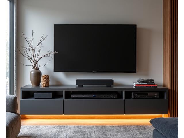 Modulares Medienmöbel mit Stauraum und Kabelmanagement